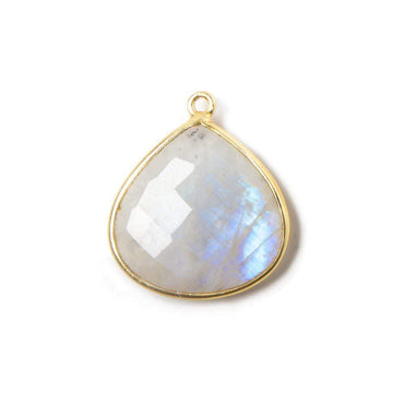 22mm Vermeil Bezeled Rainbow Moonstone faceted heart Pendant 1 piece (ONLINE ORDER ONLY)