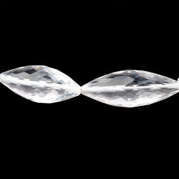 22x10-27x11mm Crystal Quartz Faceted Bi-Cone Marquise 6.5 inch 7 Beads (ONLINE ORDER ONLY)