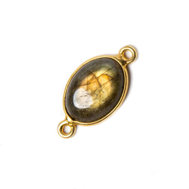 22x11mm Vermeil Bezeled Labradorite plain oval Connector 1 piece (ONLINE ORDER ONLY)