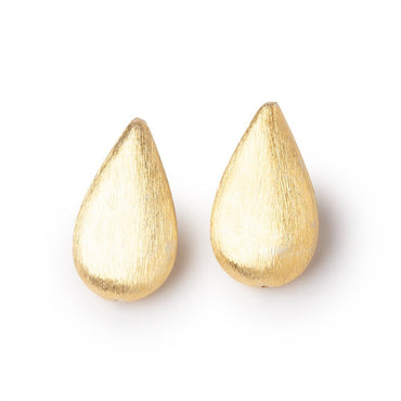 22x13mm 22kt Gold Plated Copper Brushed Pear Set of 2 Beads (ONLINE ORDER ONLY)