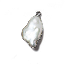 22x13mm Black Gold Bezeled Rose' White Keshi Pearl Pendant 1 piece (ONLINE ORDER ONLY)