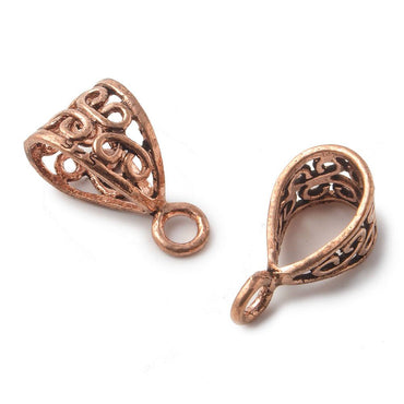 22x13x9mm Copper Bail Scroll Filigree Set of 2 (ONLINE ORDER ONLY)
