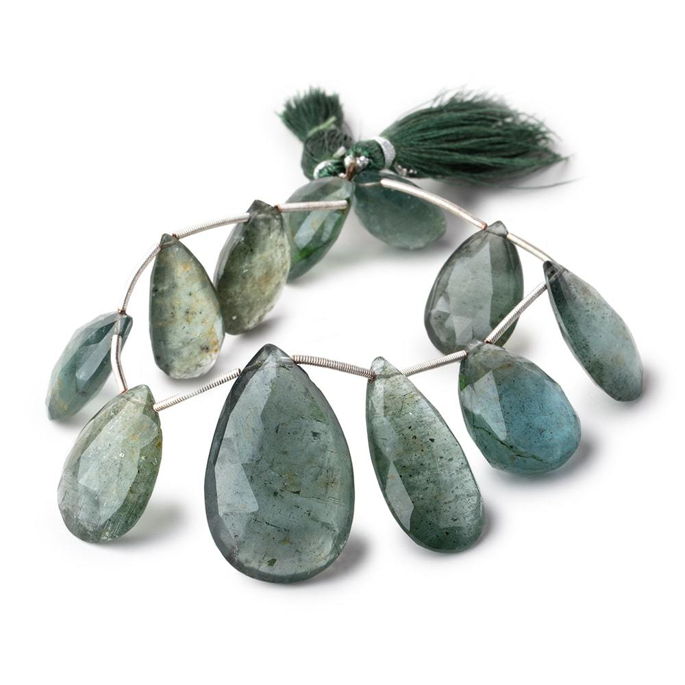 22x14-34x21mm Moss Aquamarine Faceted Pear Beads 8 inch 11 pieces (ONLINE ORDER ONLY)