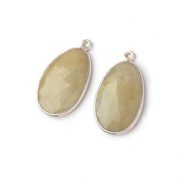 22x14mm .925 Silver Bezel Beryl Faceted Freeform Set of 2 Pendants (ONLINE ORDER ONLY)