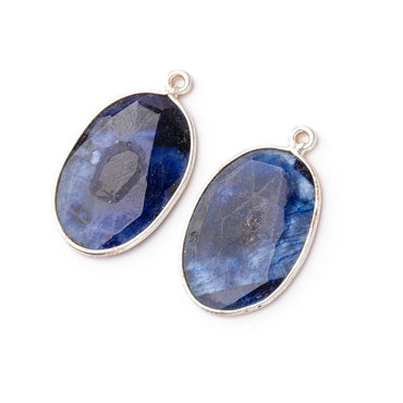 22x15mm .925 Silver Bezel Kyanite Faceted Freeform Set of 2 Pendants (ONLINE ORDER ONLY)