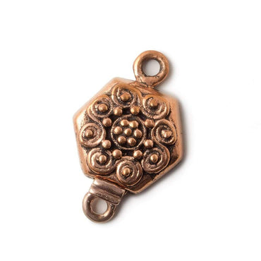 22x15mm Copper Hexagon Box Clasp with Floral Design (ONLINE ORDER ONLY)