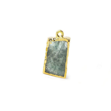 22x15mm Gold Leafed Aquamarine Slice Pendant 1 piece (ONLINE ORDER ONLY)