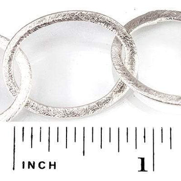 22x17mm Silver plated Brushed Oval Link Chain by the foot (ONLINE ORDER ONLY)