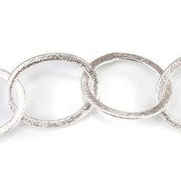 22x17mm Silver plated Brushed Oval Link Chain by the foot (ONLINE ORDER ONLY)