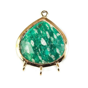 22x17mm Vermeil Bezeled Amazonite faceted heart 3 ring Pendant 1 piece (ONLINE ORDER ONLY)