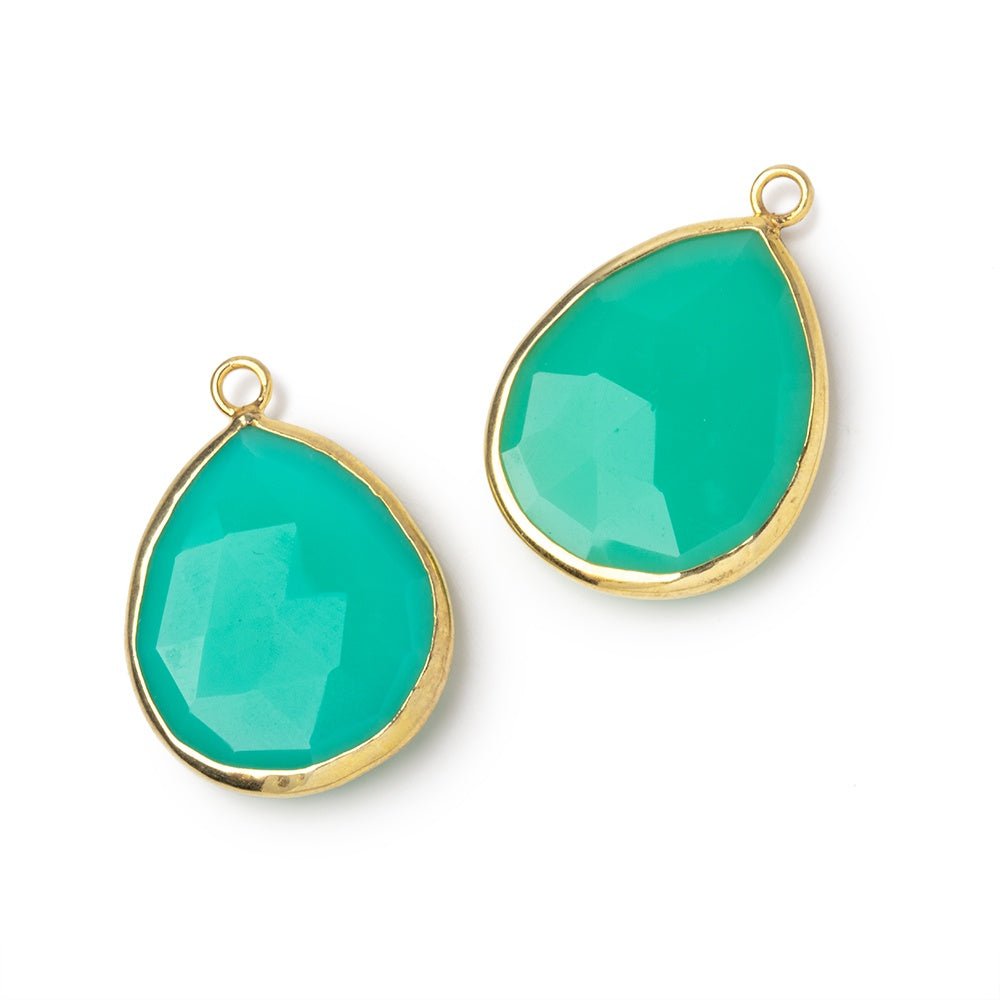 22x18mm Vermeil Bezel Green Onyx Faceted Pear Set of 2 Pendants (ONLINE ORDER ONLY)