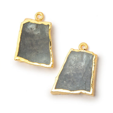 22x19mm Gold Leafed Moss Aquamarine Slice Pendant Focal Set of 2 (ONLINE ORDER ONLY)