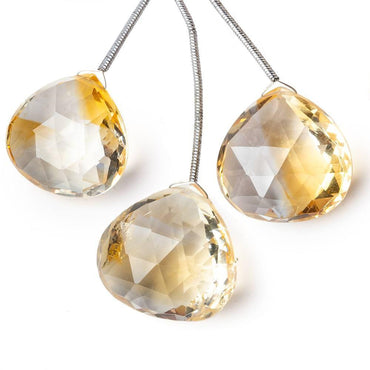 22x22, 22x23, 24x25mm Citrine faceted heart focal Bead Set of 3 (ONLINE ORDER ONLY)