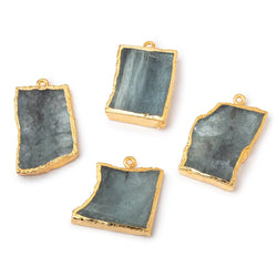 Gold Leafed Moss Aquamarine Slice Pendant Focal 1 piece (ONLINE ORDER ONLY)