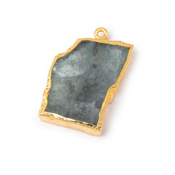 Gold Leafed Moss Aquamarine Slice Pendant Focal 1 piece (ONLINE ORDER ONLY)