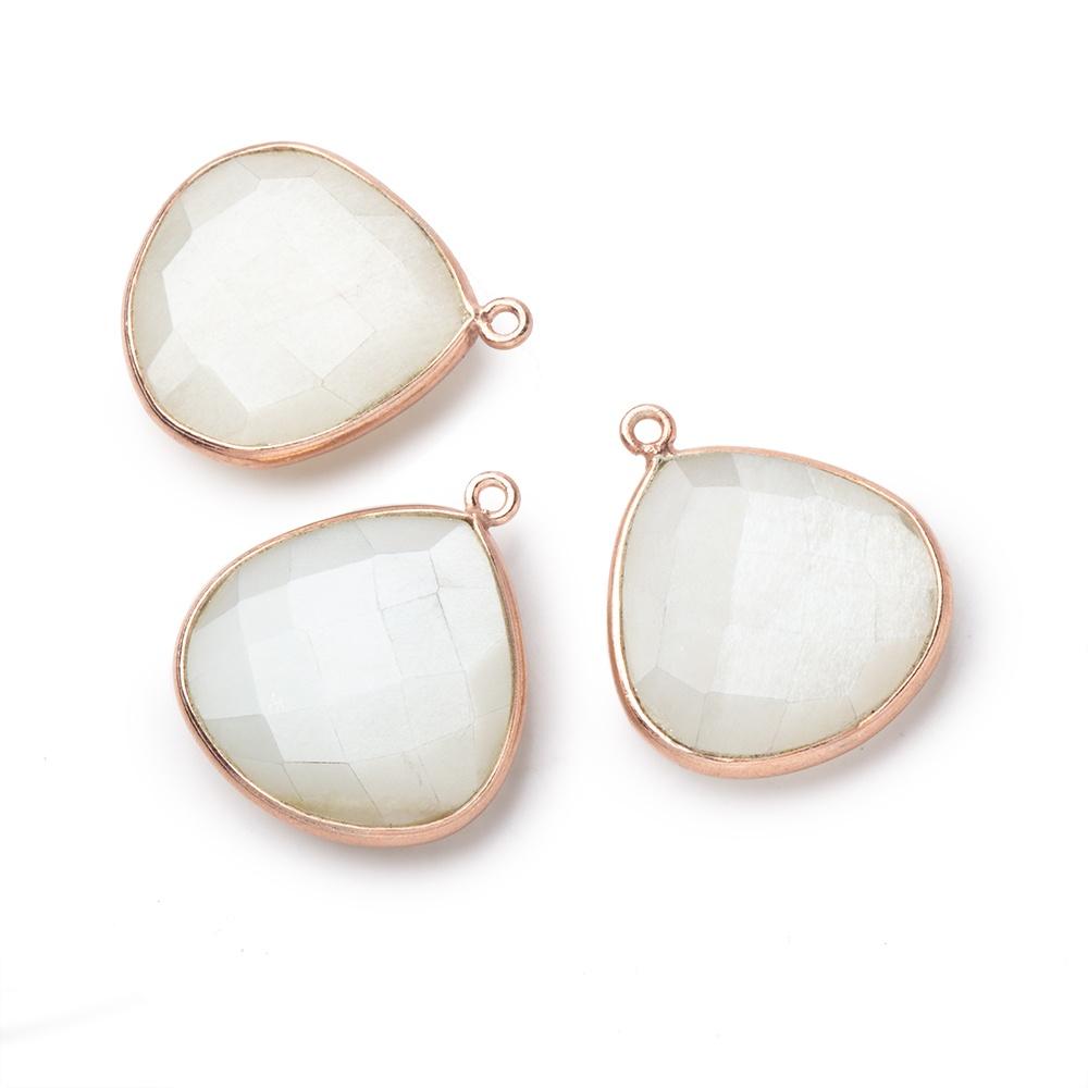 22mm Rose Gold .925 Bezel White Moonstone Heart Pendant 1 piece (ONLINE ORDER ONLY)
