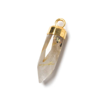 22x5mm Gold Leafed Rutilated Quartz Spike Pendants 1 piece (ONLINE ORDER ONLY)