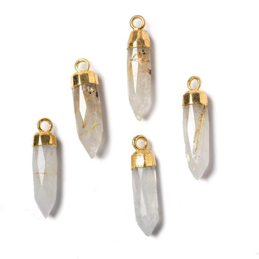 22x5mm Gold Leafed Rutilated Quartz Spike Pendants 1 piece (ONLINE ORDER ONLY)