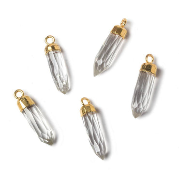 22x6mm Gold Leafed Crystal Quartz Spike Pendants 1 piece (ONLINE ORDER ONLY)