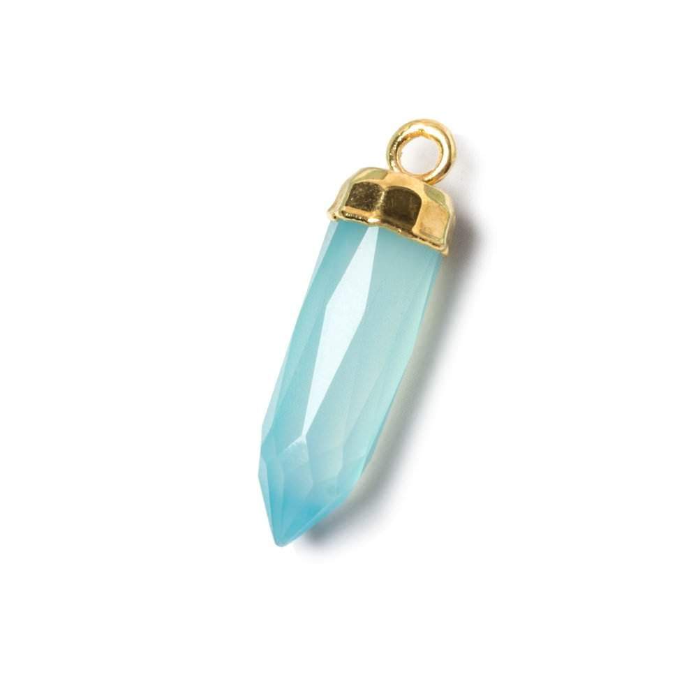 22x6mm Gold Leafed SeaBlue Chalcedony Spike Pendants 1 piece (ONLINE ORDER ONLY)