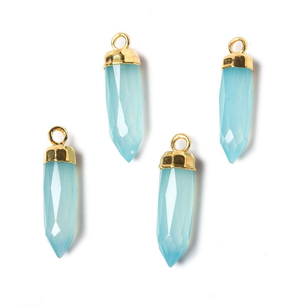 22x6mm Gold Leafed SeaBlue Chalcedony Spike Pendants 1 piece (ONLINE ORDER ONLY)
