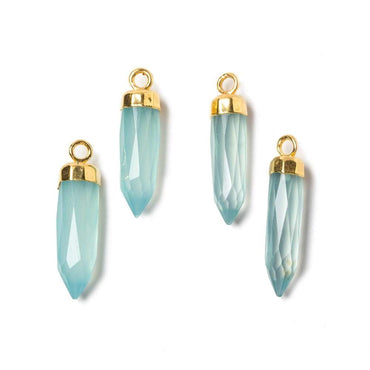 22x6mm Gold Leafed Sky Blue Chalcedony Spike Pendants 1 piece (ONLINE ORDER ONLY)