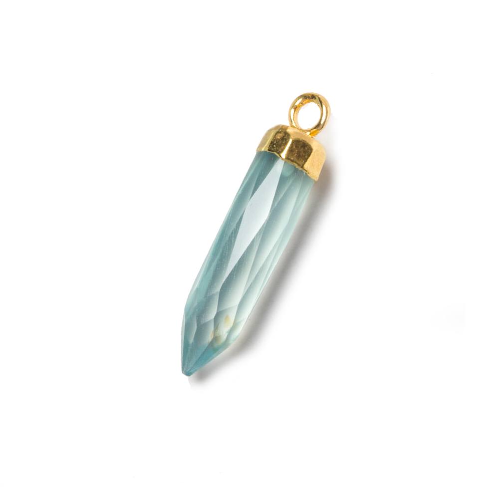 22x6mm Gold Leafed Sky Blue Chalcedony Spike Pendants 1 piece (ONLINE ORDER ONLY)