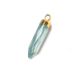 22x6mm Gold Leafed Sky Blue Chalcedony Spike Pendants 1 piece (ONLINE ORDER ONLY)
