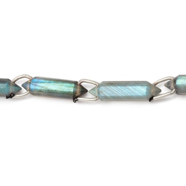 22x6mm Labradorite Double Terminated Point with Double Drill Holes 7 inch 8 Beads (ONLINE ORDER ONLY)