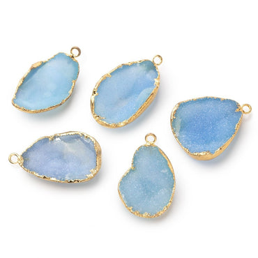 23-24mm Gold Leafed Santorini Blue Concave Drusy Pendant 1 focal piece (ONLINE ORDER ONLY)