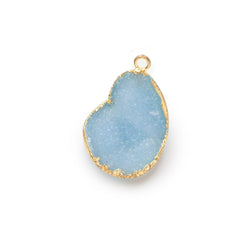 23-24mm Gold Leafed Santorini Blue Concave Drusy Pendant 1 focal piece (ONLINE ORDER ONLY)