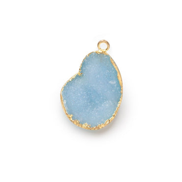 23-24mm Gold Leafed Santorini Blue Concave Drusy Pendant 1 focal piece (ONLINE ORDER ONLY)