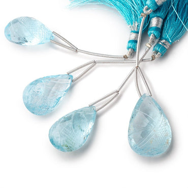 23-25mm Sky Blue Topaz Hand Carved Pear Focal 1 Bead (ONLINE ORDER ONLY)