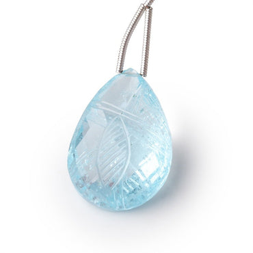 23-25mm Sky Blue Topaz Hand Carved Pear Focal Bead 1 piece (ONLINE ORDER ONLY)