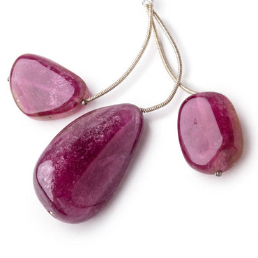 23-38mm Rubellite Tourmaline Plain Nugget Focal Beads Set of 3 AAA (ONLINE ORDER ONLY)