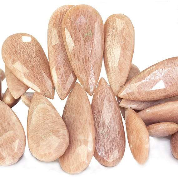 23-39mm Blush Feldspar Elongated Faceted Pear Beads 7.5 inch 37 pieces (ONLINE ORDER ONLY)