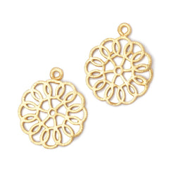 23.5mm Brushed Filigree Flower Charm Set of 2 pieces (ONLINE ORDER ONLY)