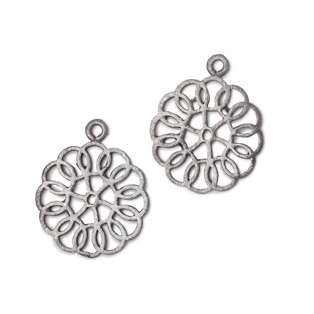 23.5mm Brushed Filigree Flower Charm Set of 2 pieces (ONLINE ORDER ONLY)