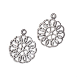 23.5mm Brushed Filigree Flower Charm Set of 2 pieces (ONLINE ORDER ONLY)