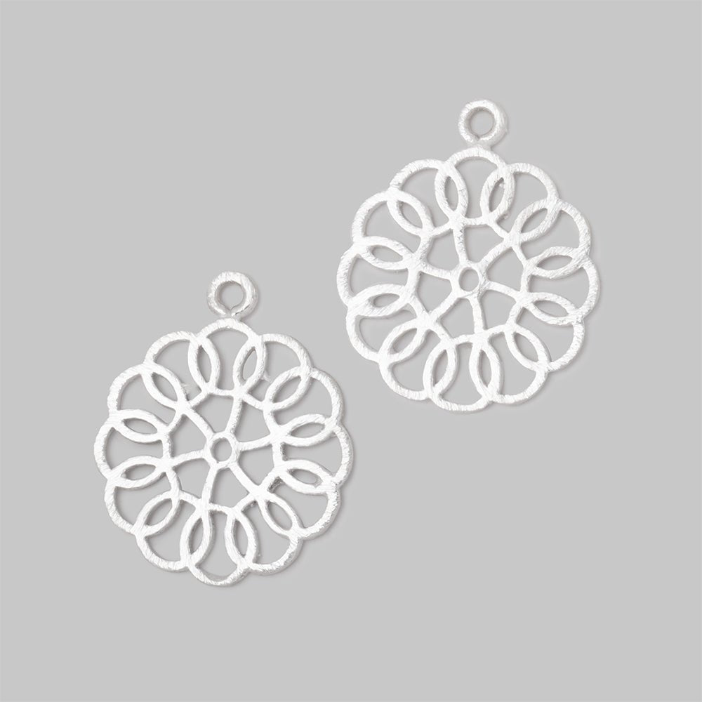 23.5mm Brushed Filigree Flower Charm Set of 2 pieces (ONLINE ORDER ONLY)