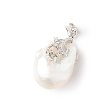 23.5x17mm White Ultra Baroque .925 Silver Pendant Focal 1 piece (ONLINE ORDER ONLY)