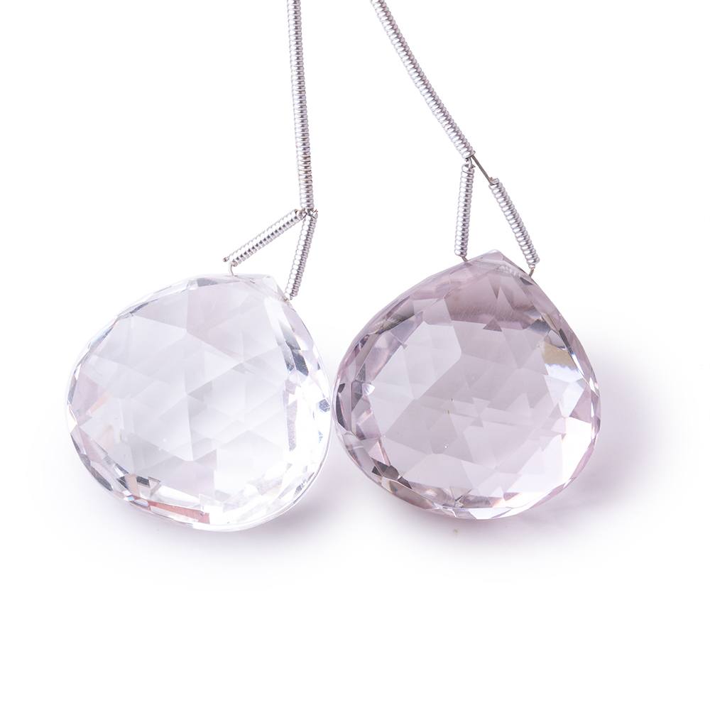 23.5x23.5mm Pink Amethyst Faceted Heart Focal Set of 2 Beads (ONLINE ORDER ONLY)