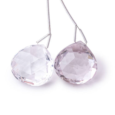 23.5x23.5mm Pink Amethyst Faceted Heart Focal Set of 2 Beads (ONLINE ORDER ONLY)