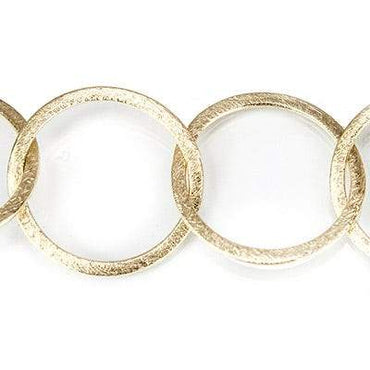 23mm 14kt Gold plated Brushed Round Link Chain by the foot (ONLINE ORDER ONLY)