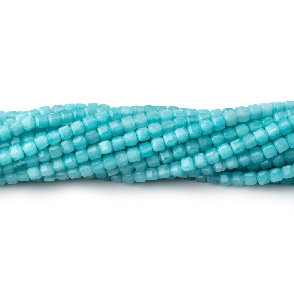 2.3mm Amazonite Micro Faceted Cube Beads 12.5 inch 132 pieces (ONLINE ORDER ONLY)