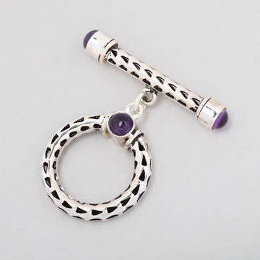 23mm Antiqued Sterling Silver Amethyst Filigree Toggle 1 piece (ONLINE ORDER ONLY)