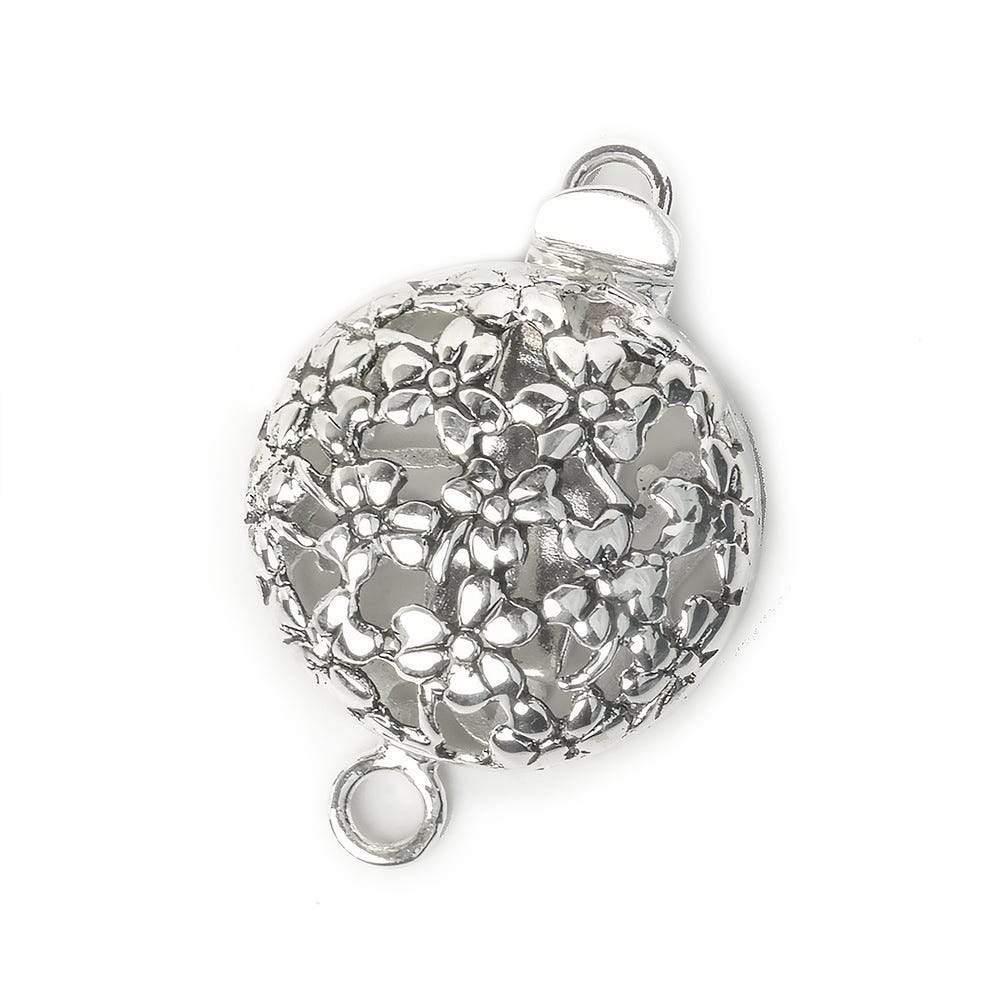 23mm Antiqued Sterling Silver Box Clasp Floral Design 1 piece (ONLINE ORDER ONLY)