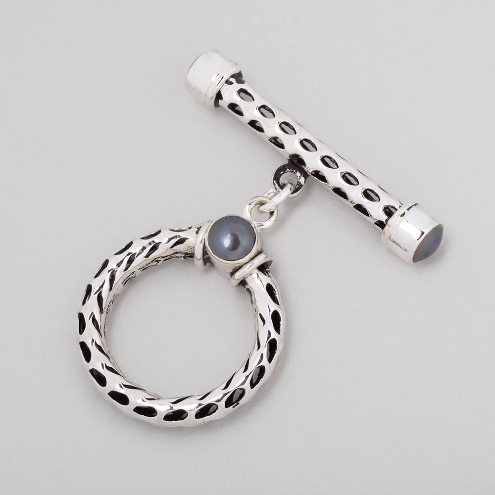 23mm Antiqued Sterling Silver Peacock Pearl Filigree Toggle 1 piece (ONLINE ORDER ONLY)