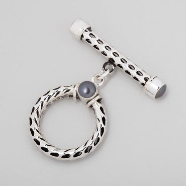 23mm Antiqued Sterling Silver Peacock Pearl Filigree Toggle 1 piece (ONLINE ORDER ONLY)
