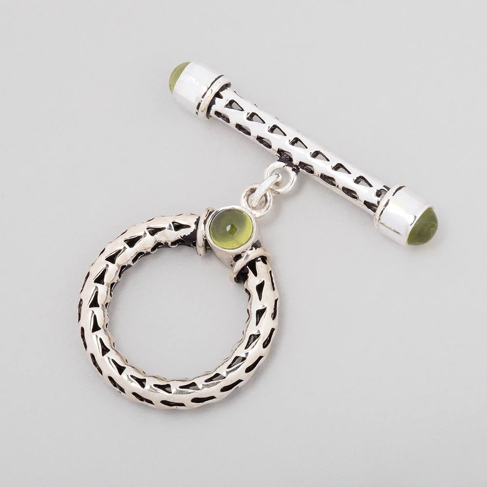 23mm Antiqued Sterling Silver Peridot Filigree Toggle 1 piece (ONLINE ORDER ONLY)